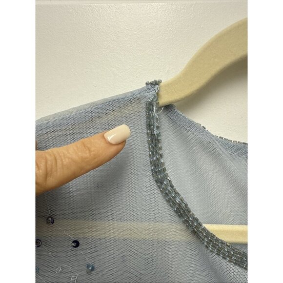 Mac Duggal Size 14 Blue 5619 Sequins  Beaded Illusion Neck Formal Gown 5619 Prom - Picture 9 of 16